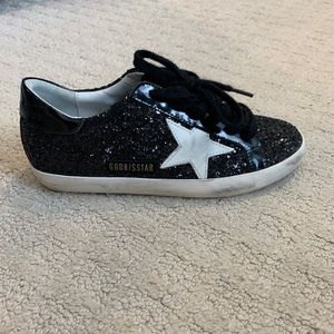black glitter star sneakers
